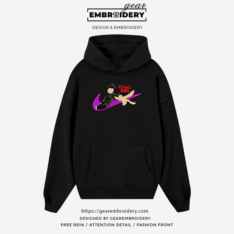 Shigeo swoosh nike Mob Psycho 100 Anime Embroidered Design Personalized Embroidered T Shirt Sweatshirt Hoodie Clothing MP009