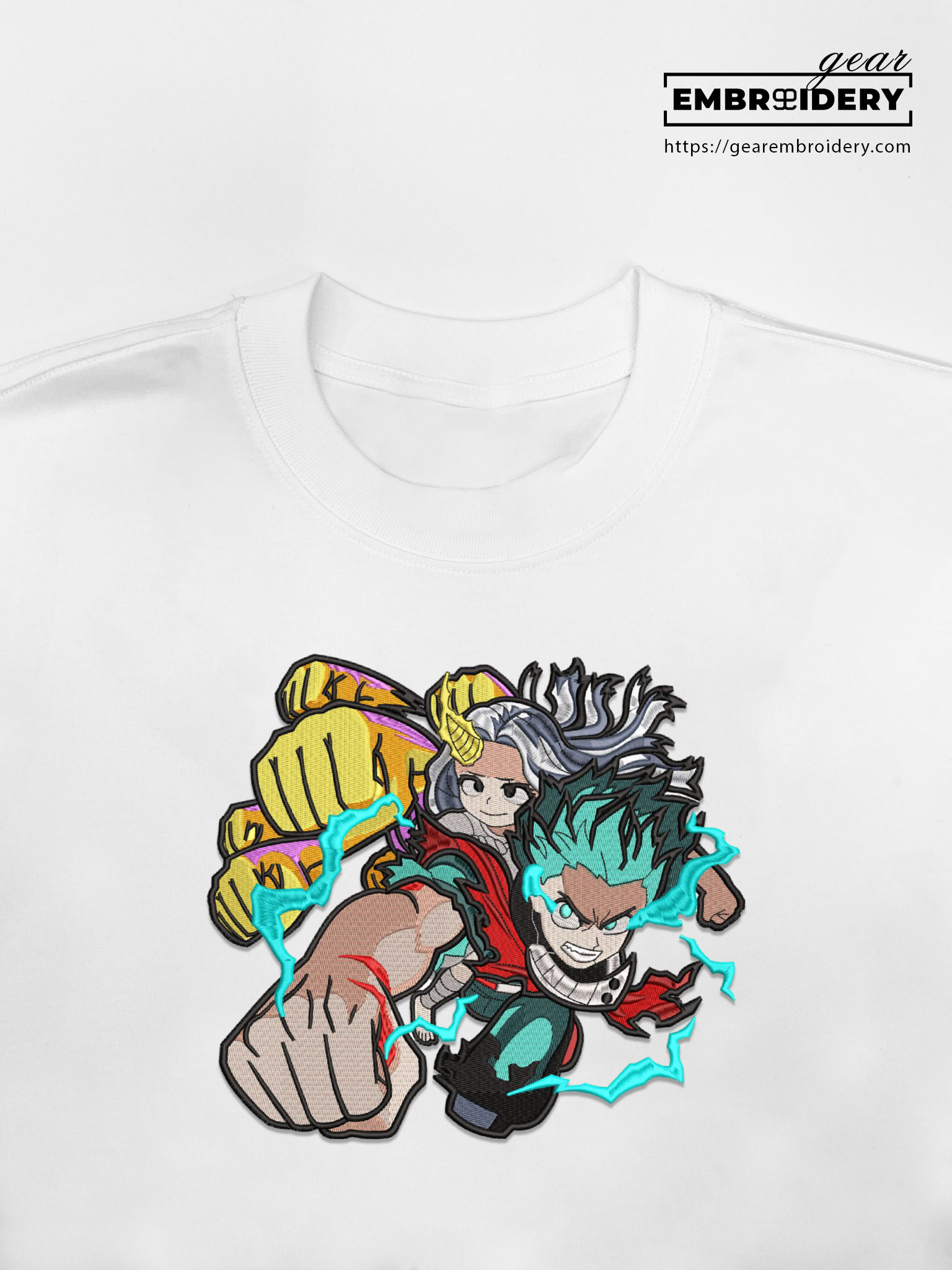 Midoriya attack My Hero Academia Anime Embroidered Design Personalized Embroidered T Shirt Sweatshirt Hoodie Clothing MHA020