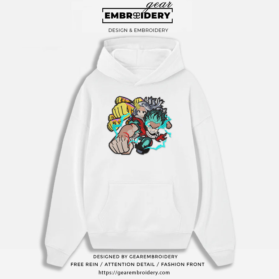 Midoriya attack My Hero Academia Anime Embroidered Design Personalized Embroidered T Shirt Sweatshirt Hoodie Clothing MHA020