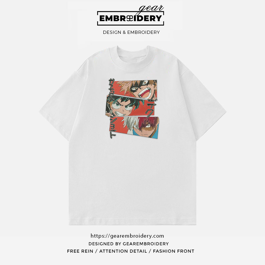 Midoriya bakugo shoto My Hero Academia Anime Embroidered Design Personalized Embroidered T Shirt Sweatshirt Hoodie Clothing MHA021