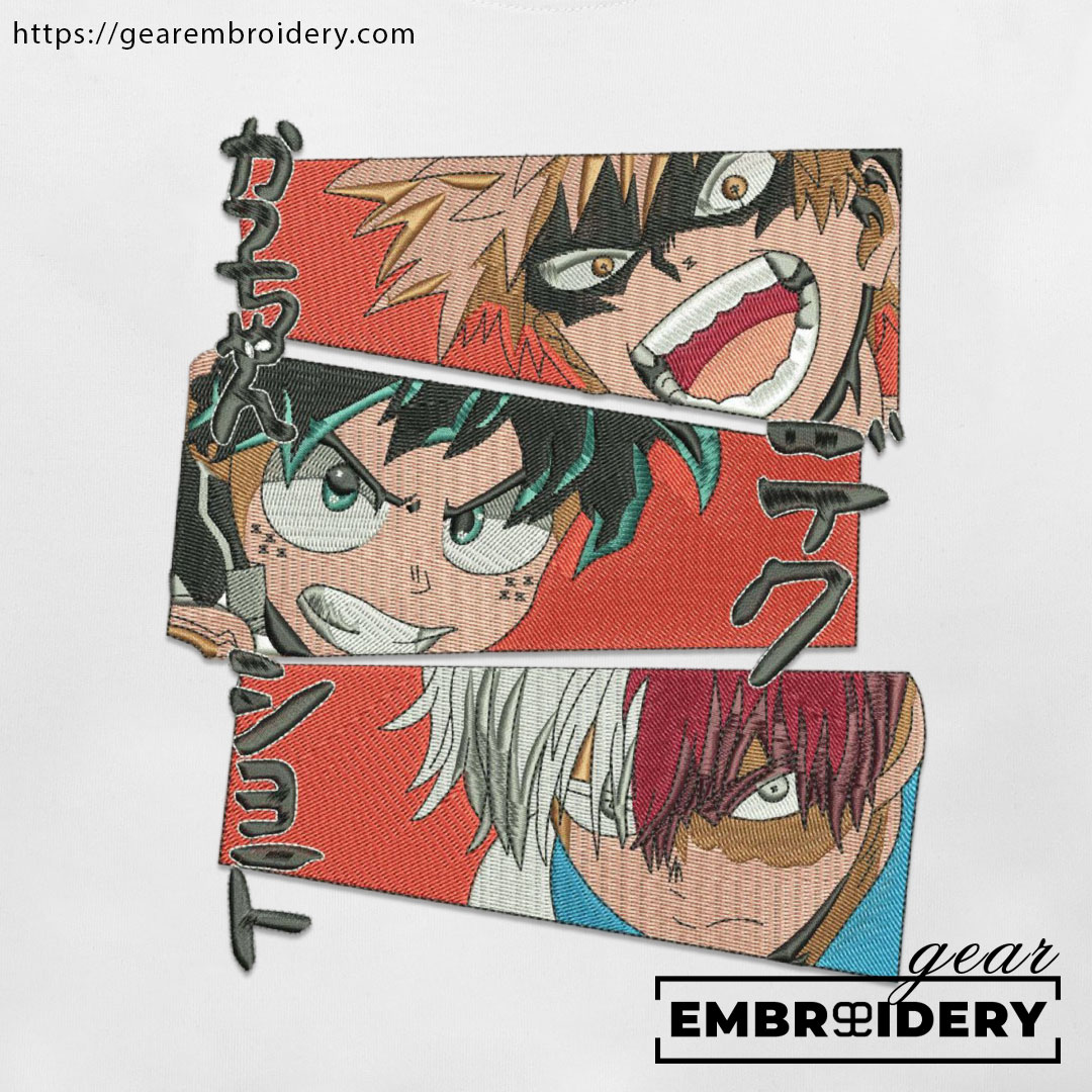 Midoriya bakugo shoto My Hero Academia Anime Embroidered Design Personalized Embroidered T Shirt Sweatshirt Hoodie Clothing MHA021
