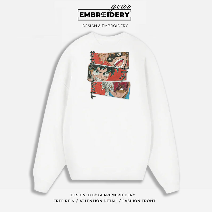 Midoriya bakugo shoto My Hero Academia Anime Embroidered Design Personalized Embroidered T Shirt Sweatshirt Hoodie Clothing MHA021