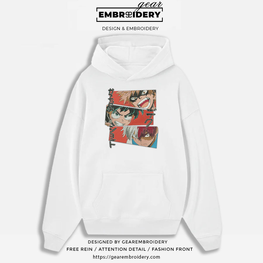 Midoriya bakugo shoto My Hero Academia Anime Embroidered Design Personalized Embroidered T Shirt Sweatshirt Hoodie Clothing MHA021