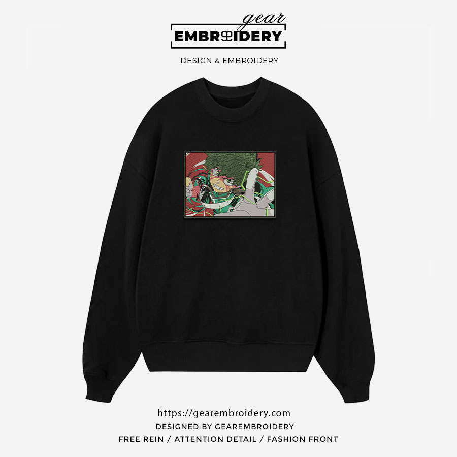 Midoriya My Hero Academia Anime Embroidered Design Personalized Embroidered T Shirt Sweatshirt Hoodie Clothing MHA022