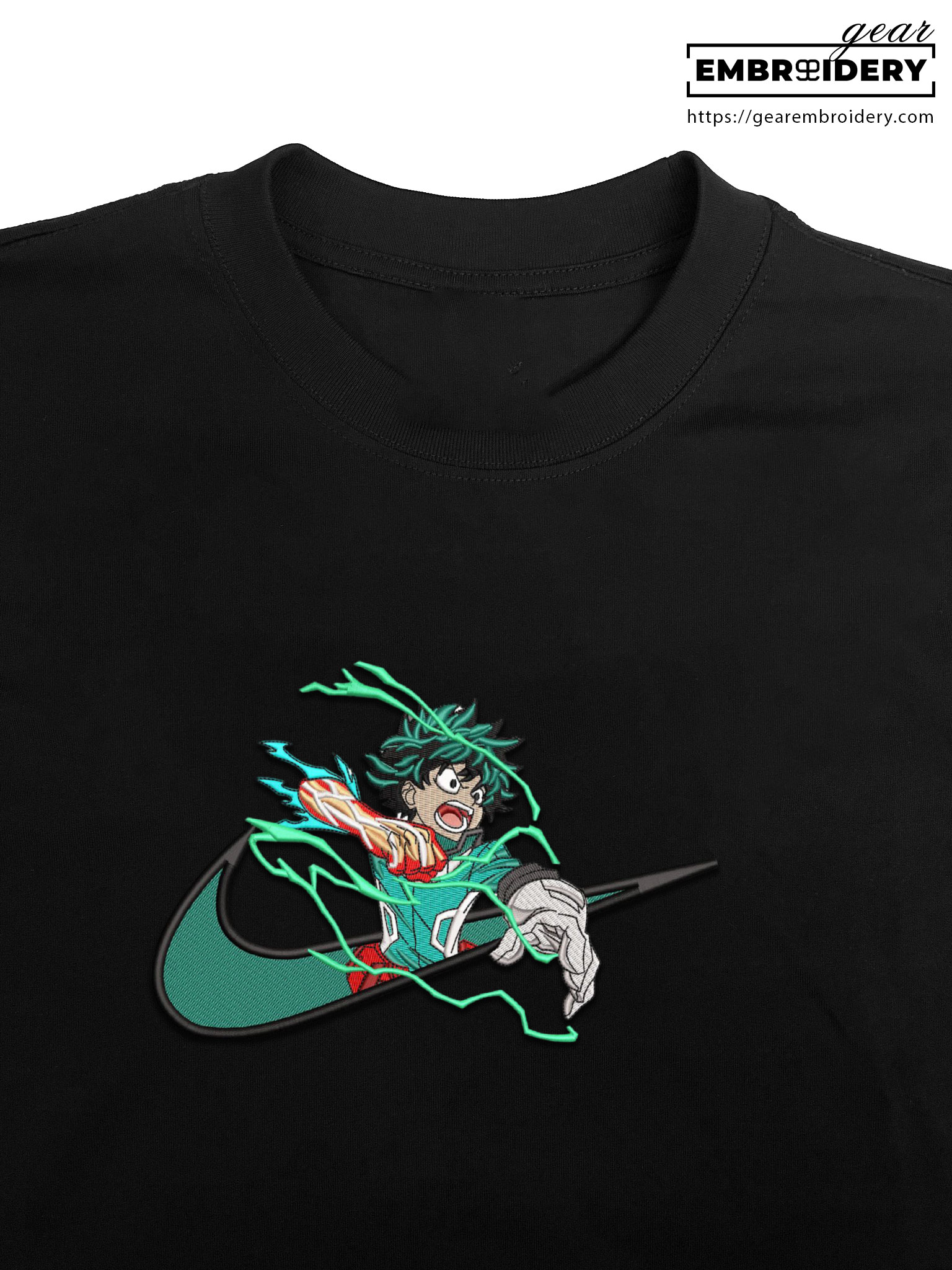 Midoriya swoosh nike My Hero Academia Anime Embroidered Design Personalized Embroidered T Shirt Sweatshirt Hoodie Clothing MHA023