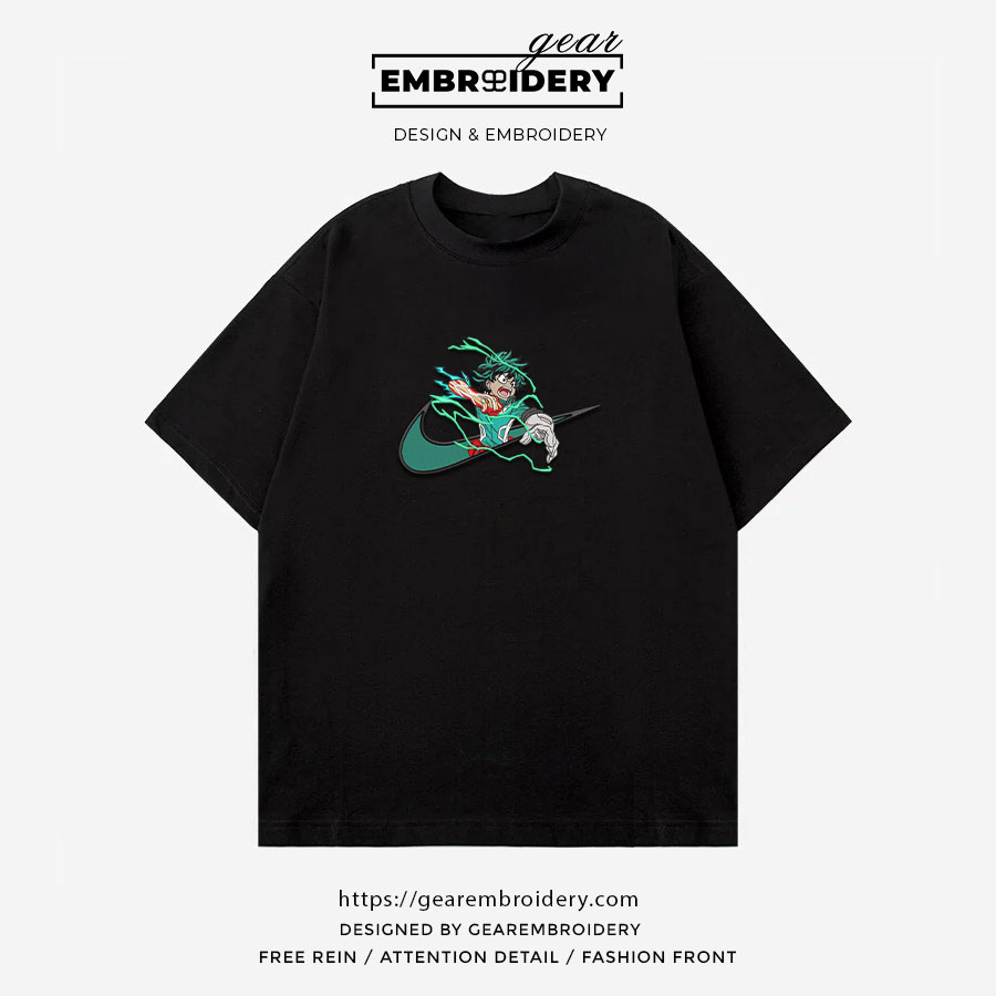 Midoriya swoosh nike My Hero Academia Anime Embroidered Design Personalized Embroidered T Shirt Sweatshirt Hoodie Clothing MHA023
