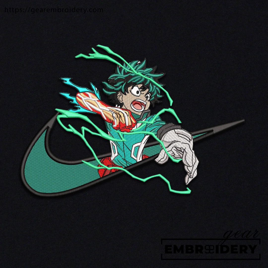 Midoriya swoosh nike My Hero Academia Anime Embroidered Design Personalized Embroidered T Shirt Sweatshirt Hoodie Clothing MHA023