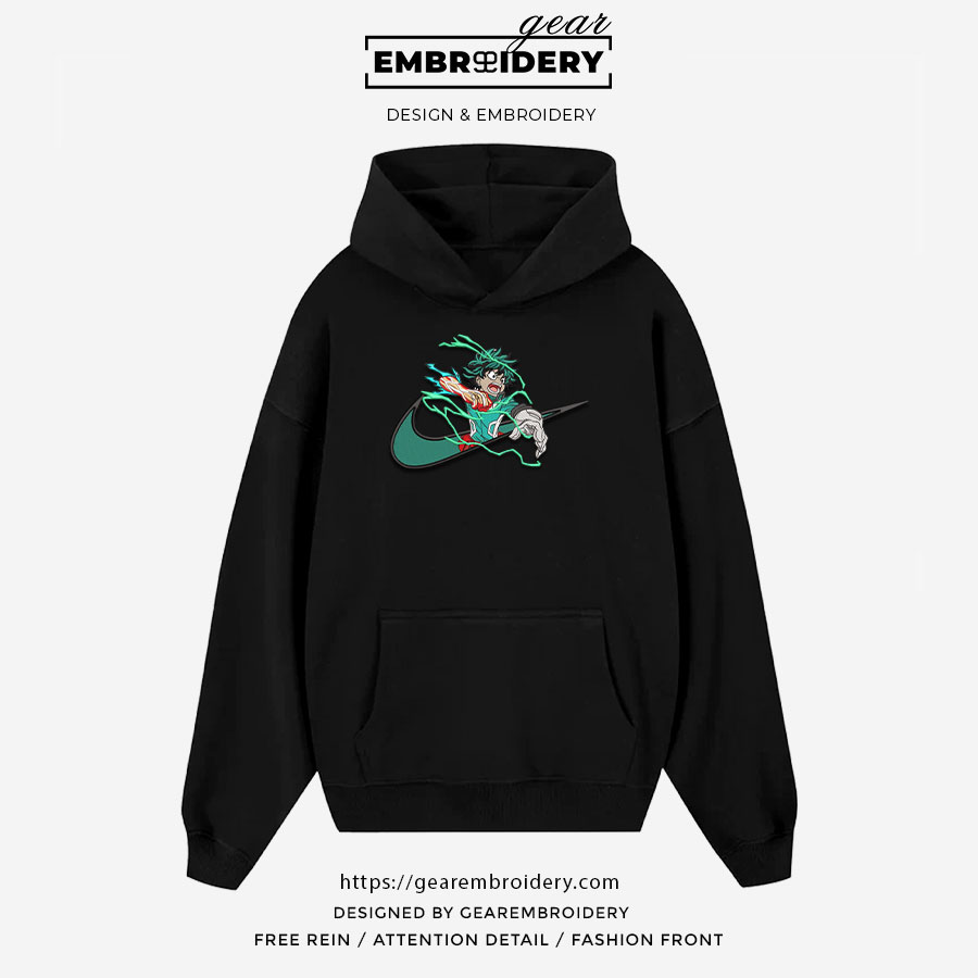 Midoriya swoosh nike My Hero Academia Anime Embroidered Design Personalized Embroidered T Shirt Sweatshirt Hoodie Clothing MHA023