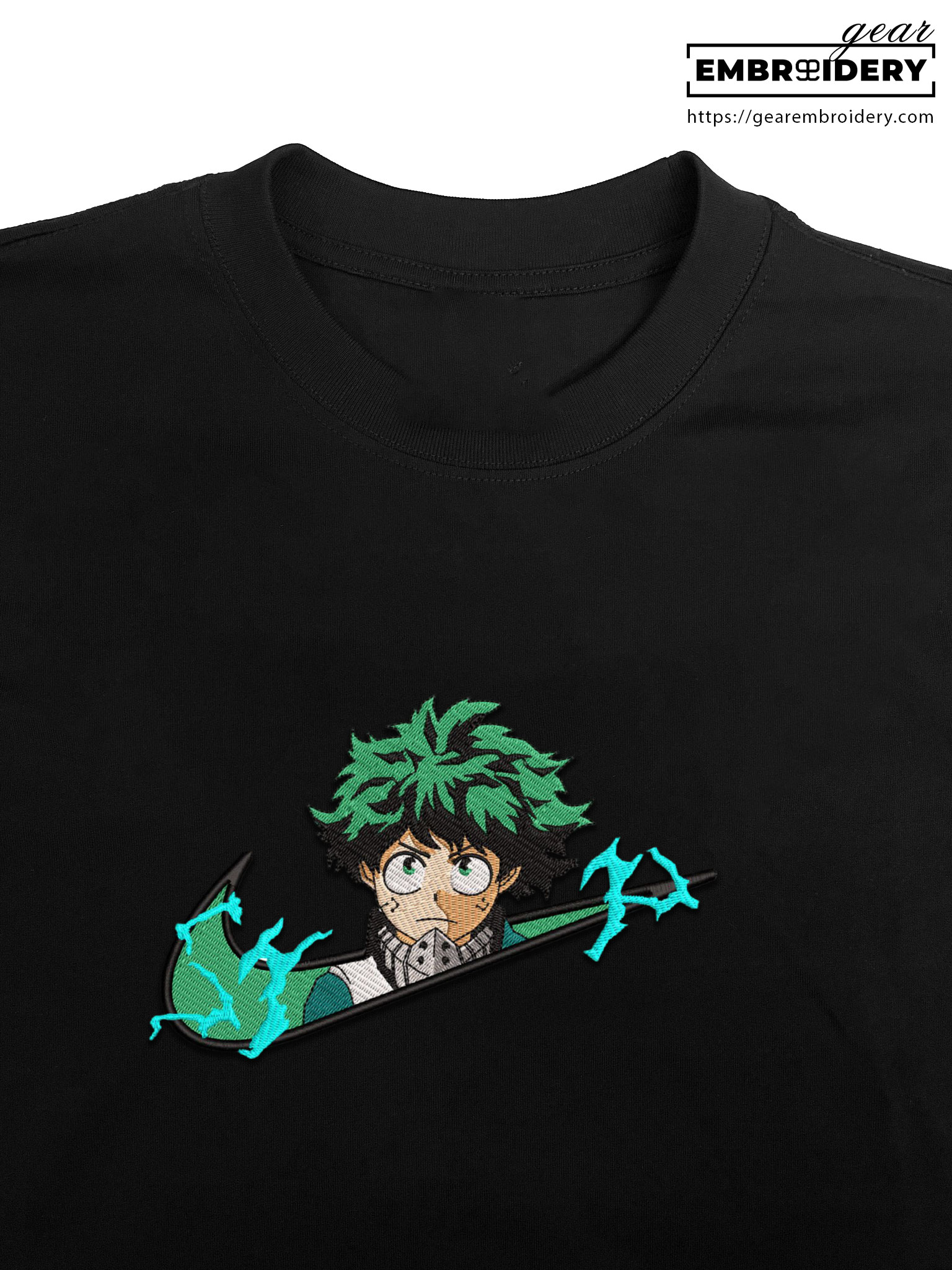 Midoriya swoosh nike My Hero Academia Anime Embroidered Design Personalized Embroidered T Shirt Sweatshirt Hoodie Clothing MHA024