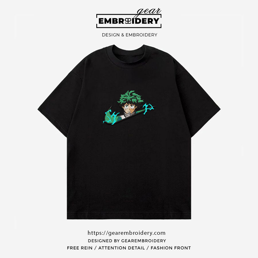 Midoriya swoosh nike My Hero Academia Anime Embroidered Design Personalized Embroidered T Shirt Sweatshirt Hoodie Clothing MHA024