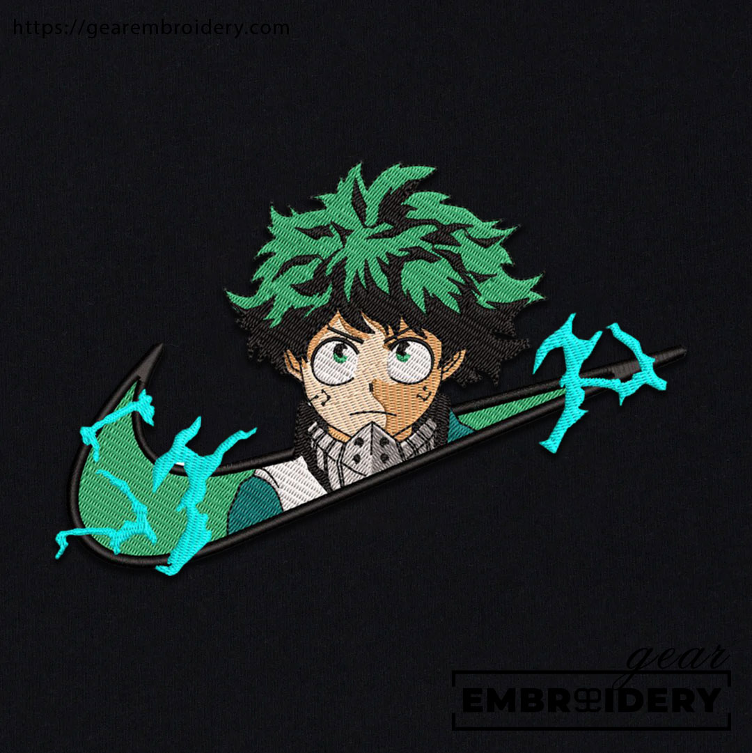 Midoriya swoosh nike My Hero Academia Anime Embroidered Design Personalized Embroidered T Shirt Sweatshirt Hoodie Clothing MHA024