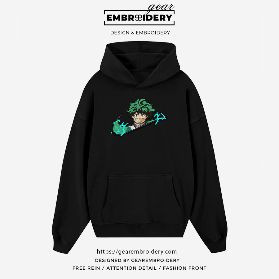 Midoriya swoosh nike My Hero Academia Anime Embroidered Design Personalized Embroidered T Shirt Sweatshirt Hoodie Clothing MHA024