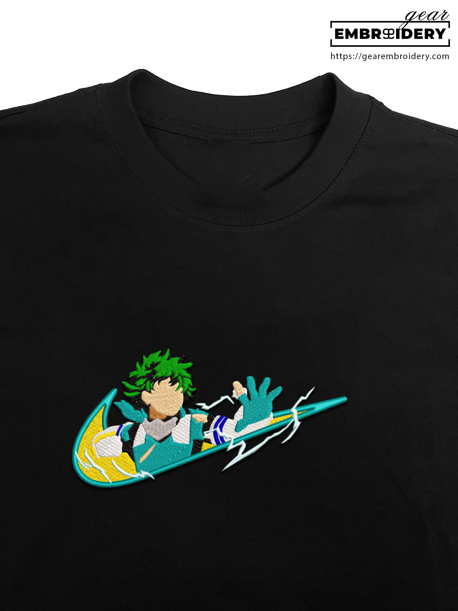 Midoriya swoosh nike My Hero Academia Anime Embroidered Design Personalized Embroidered T Shirt Sweatshirt Hoodie Clothing MHA025