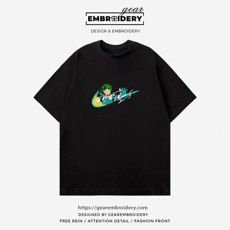 Midoriya swoosh nike My Hero Academia Anime Embroidered Design Personalized Embroidered T Shirt Sweatshirt Hoodie Clothing MHA025