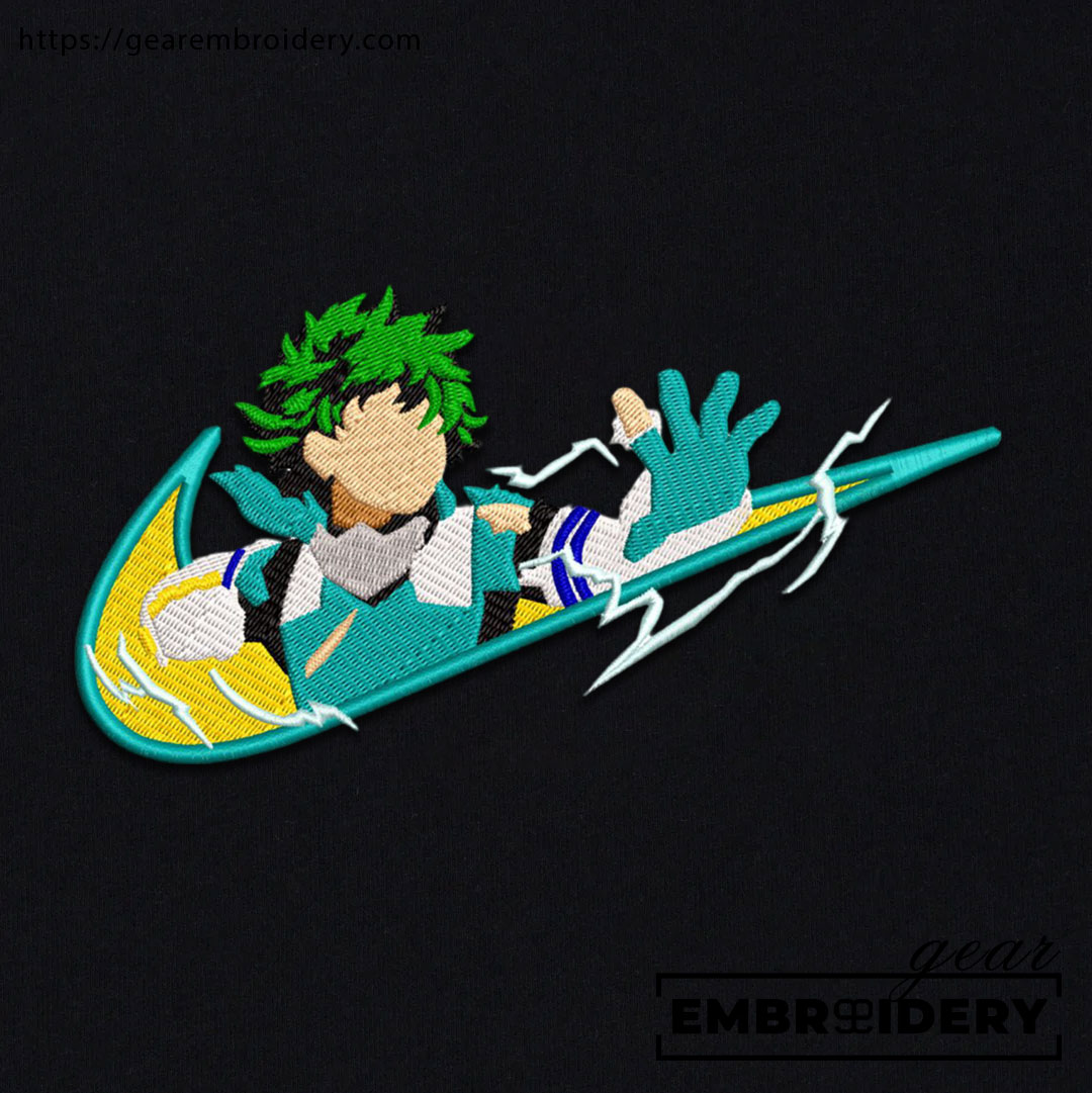 Midoriya swoosh nike My Hero Academia Anime Embroidered Design Personalized Embroidered T Shirt Sweatshirt Hoodie Clothing MHA025