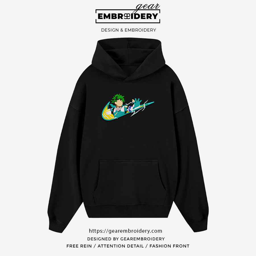 Midoriya swoosh nike My Hero Academia Anime Embroidered Design Personalized Embroidered T Shirt Sweatshirt Hoodie Clothing MHA025