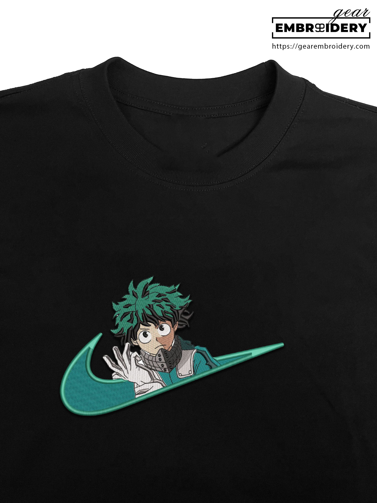 Midoriya swoosh nike My Hero Academia Anime Embroidered Design Personalized Embroidered T Shirt Sweatshirt Hoodie Clothing MHA026