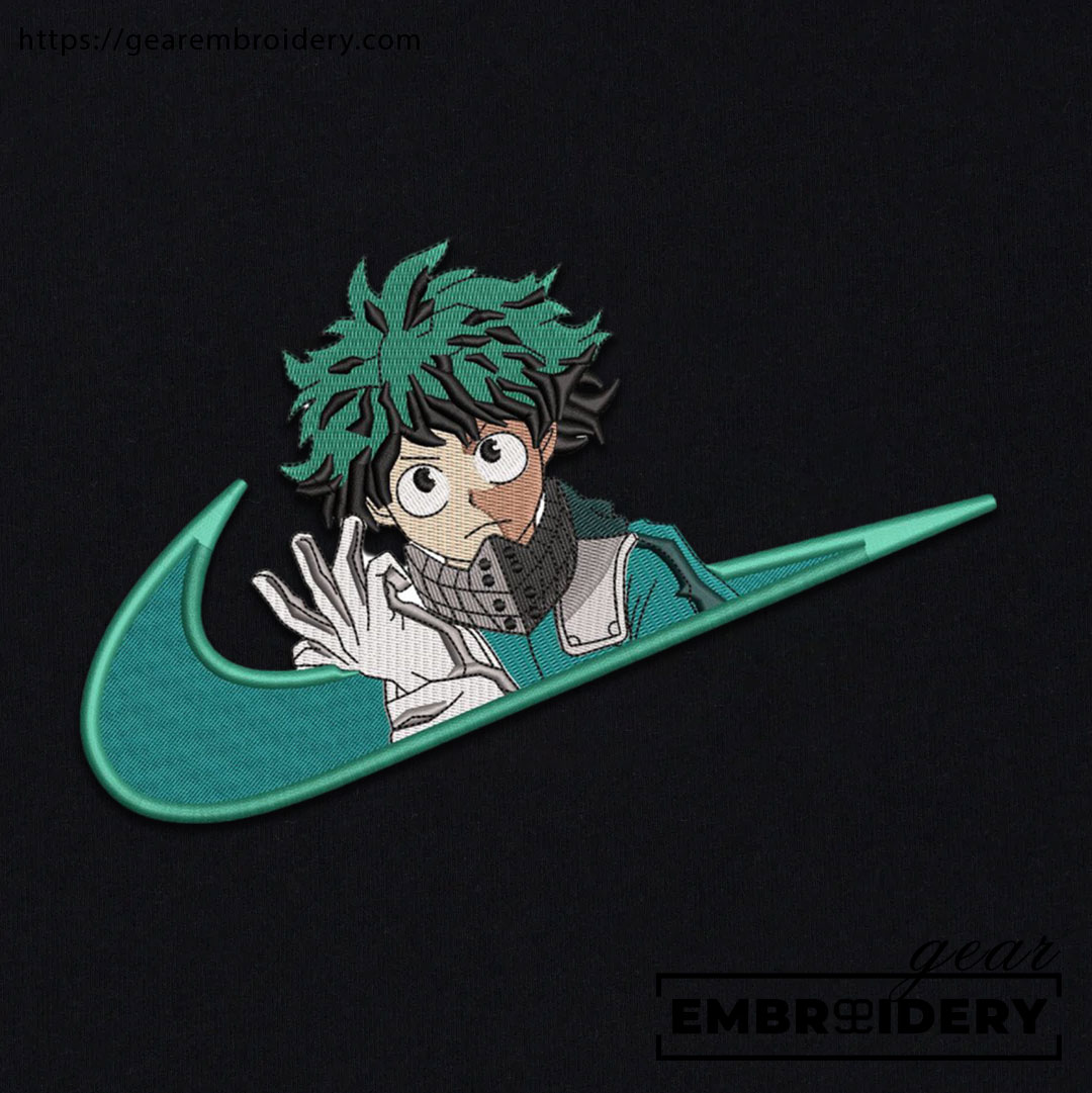 Midoriya swoosh nike My Hero Academia Anime Embroidered Design Personalized Embroidered T Shirt Sweatshirt Hoodie Clothing MHA026