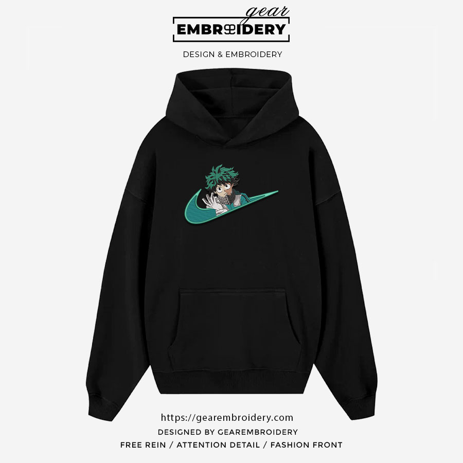 Midoriya swoosh nike My Hero Academia Anime Embroidered Design Personalized Embroidered T Shirt Sweatshirt Hoodie Clothing MHA026