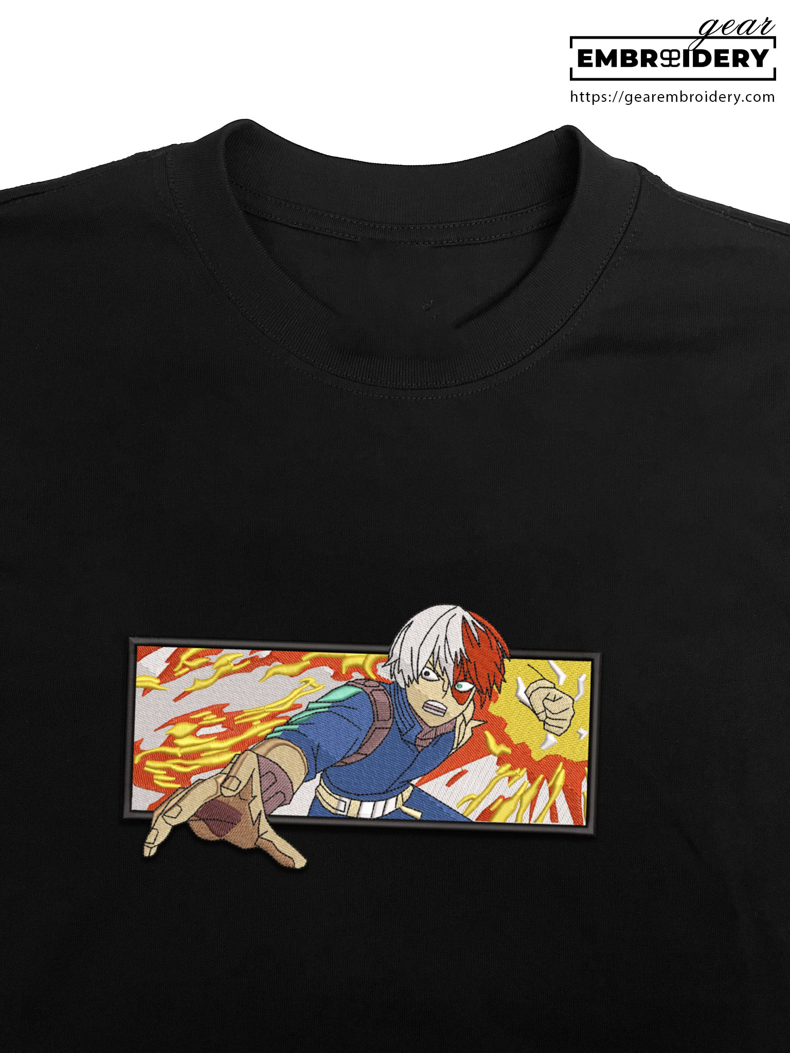 Todoroki attack My Hero Academia Anime Embroidered Design Personalized Embroidered T Shirt Sweatshirt Hoodie Clothing MHA031