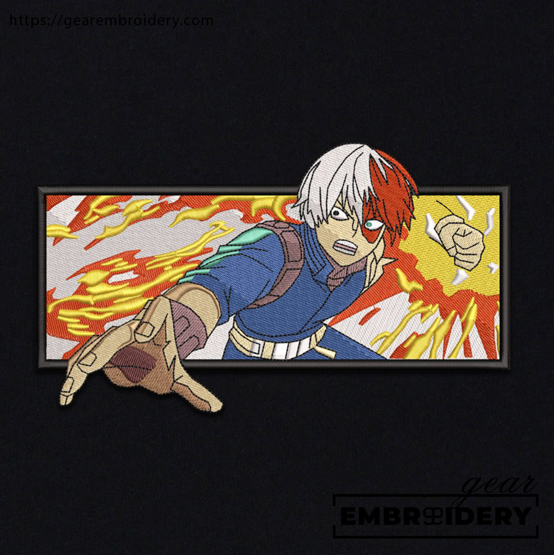Todoroki attack My Hero Academia Anime Embroidered Design Personalized Embroidered T Shirt Sweatshirt Hoodie Clothing MHA031