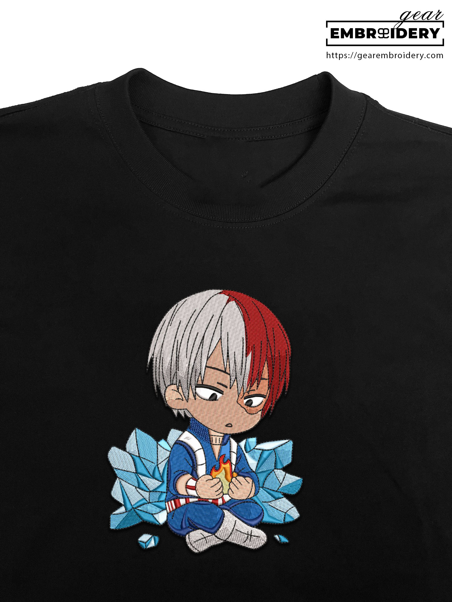 Todoroki chibi My Hero Academia Anime Embroidered Design Personalized Embroidered T Shirt Sweatshirt Hoodie Clothing MHA032