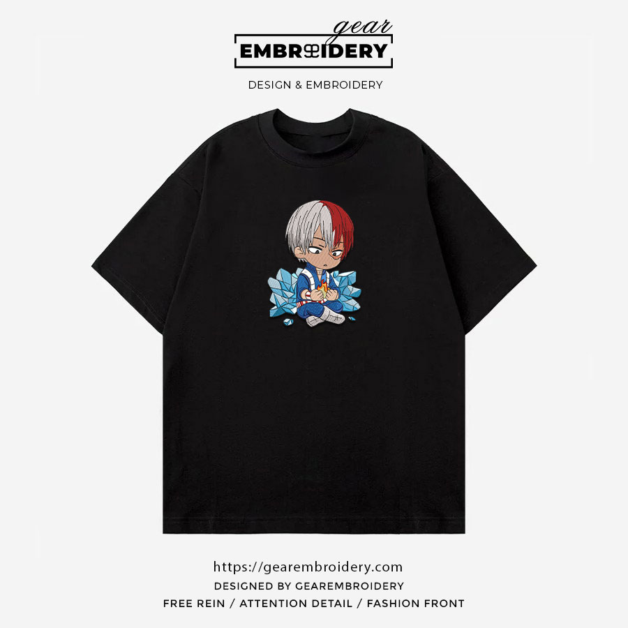 Todoroki chibi My Hero Academia Anime Embroidered Design Personalized Embroidered T Shirt Sweatshirt Hoodie Clothing MHA032