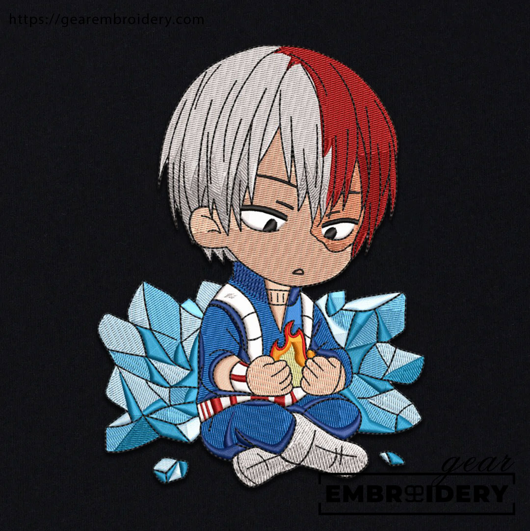 Todoroki chibi My Hero Academia Anime Embroidered Design Personalized Embroidered T Shirt Sweatshirt Hoodie Clothing MHA032