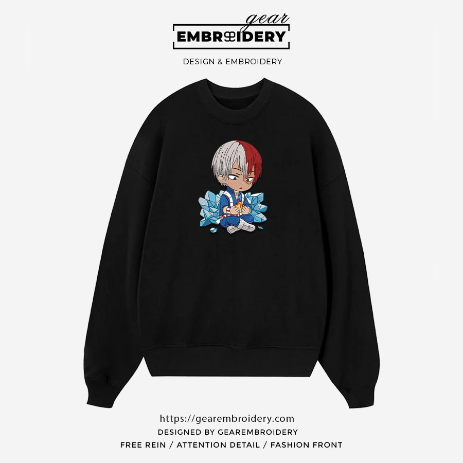 Todoroki chibi My Hero Academia Anime Embroidered Design Personalized Embroidered T Shirt Sweatshirt Hoodie Clothing MHA032