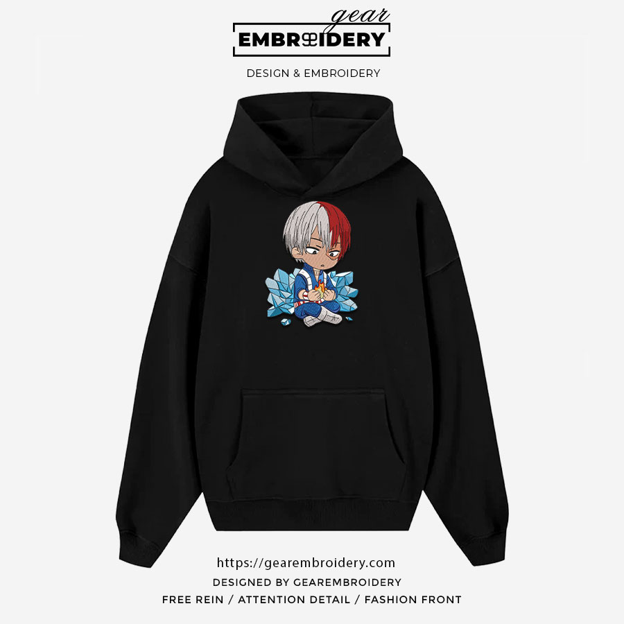 Todoroki chibi My Hero Academia Anime Embroidered Design Personalized Embroidered T Shirt Sweatshirt Hoodie Clothing MHA032