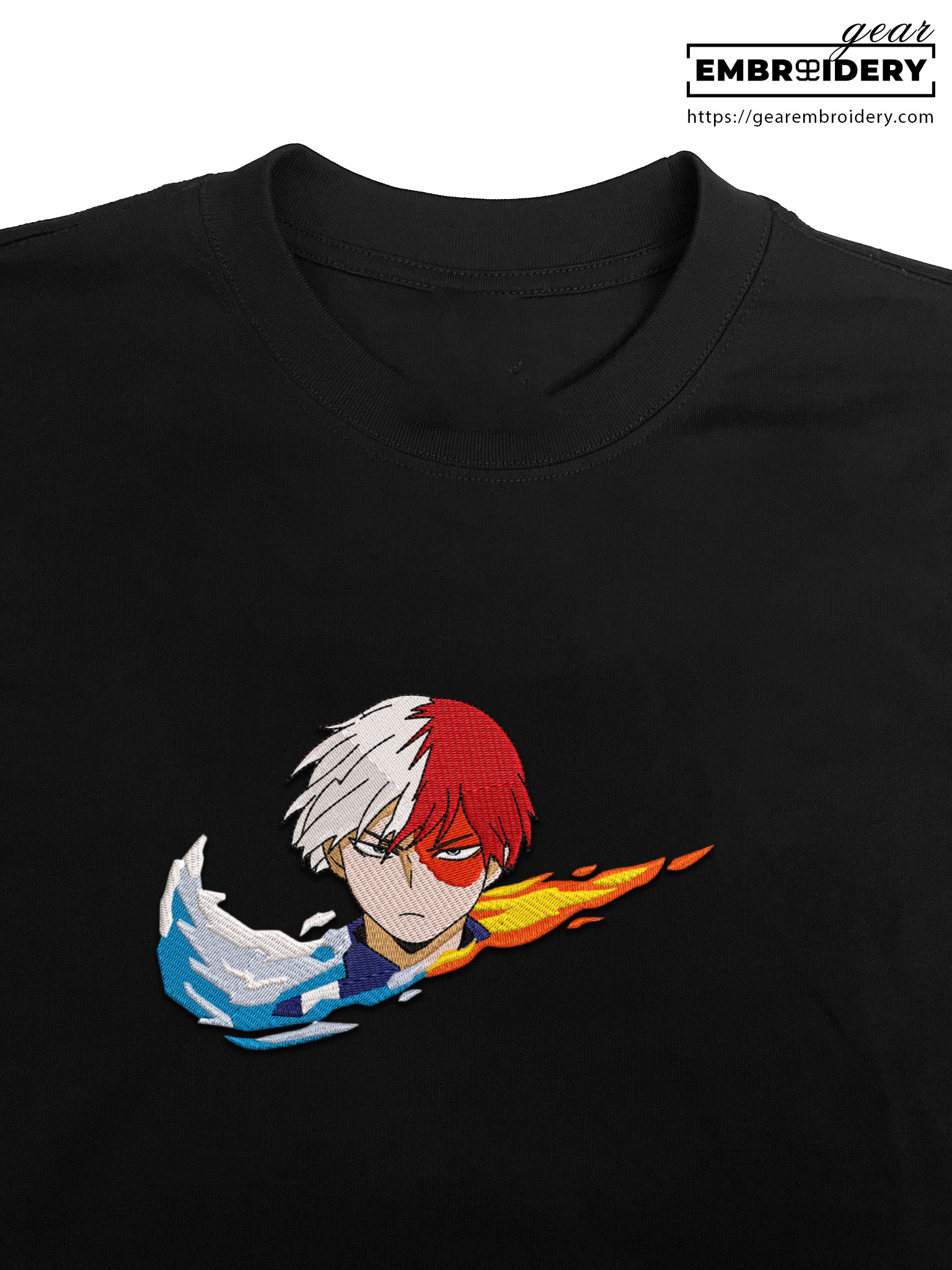 Todoroki swoosh nike My Hero Academia Anime Embroidered Design Personalized Embroidered T Shirt Sweatshirt Hoodie Clothing MHA036