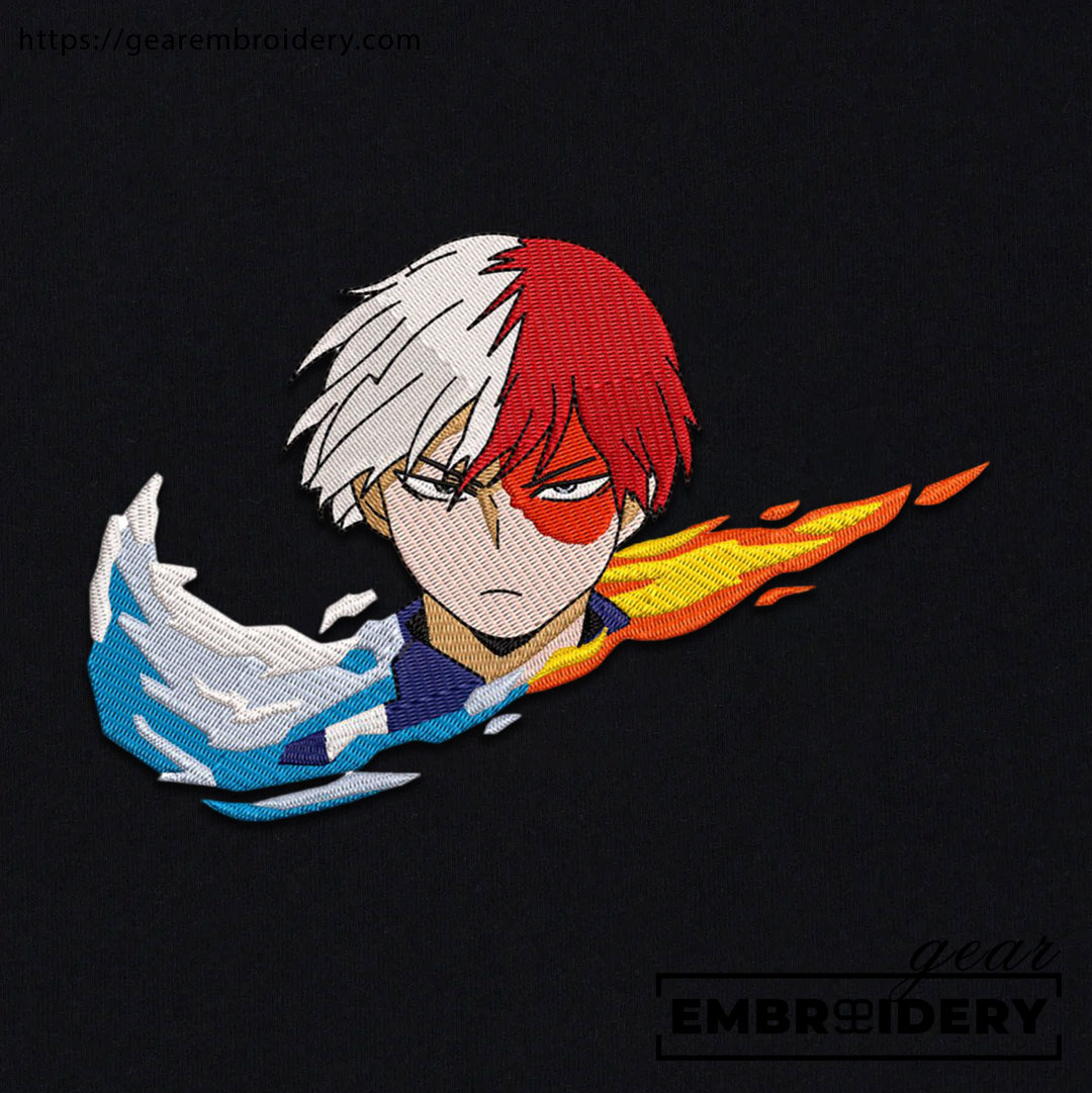 Todoroki swoosh nike My Hero Academia Anime Embroidered Design Personalized Embroidered T Shirt Sweatshirt Hoodie Clothing MHA036