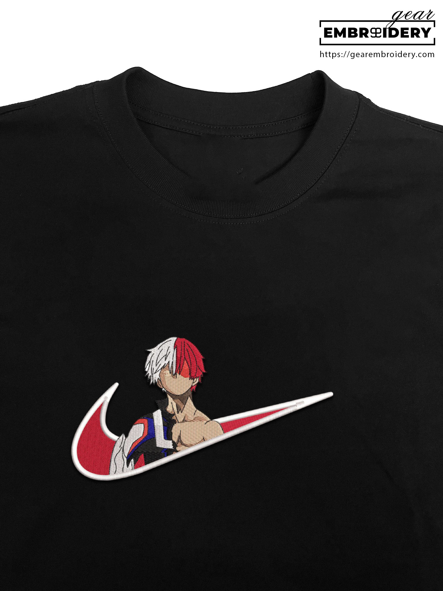 Todoroki swoosh nike My Hero Academia Anime Embroidered Design Personalized Embroidered T Shirt Sweatshirt Hoodie Clothing MHA037