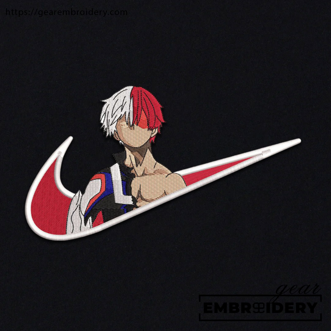 Todoroki swoosh nike My Hero Academia Anime Embroidered Design Personalized Embroidered T Shirt Sweatshirt Hoodie Clothing MHA037
