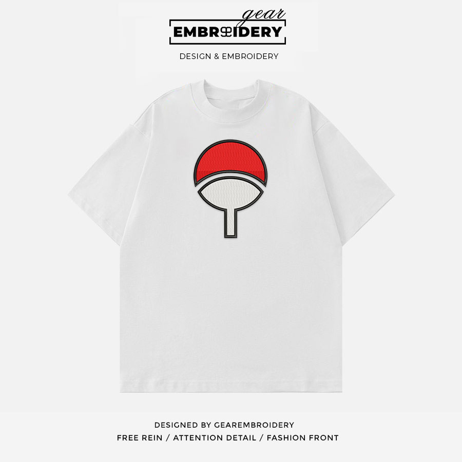 Uchiha crest Naruto Anime Embroidered Design Personalized Embroidered T Shirt Sweatshirt Hoodie Clothing NRT271