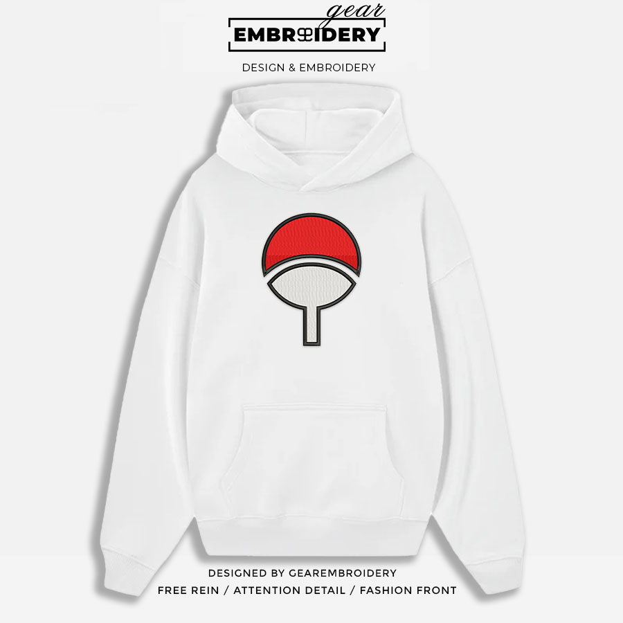 Uchiha crest Naruto Anime Embroidered Design Personalized Embroidered T Shirt Sweatshirt Hoodie Clothing NRT271