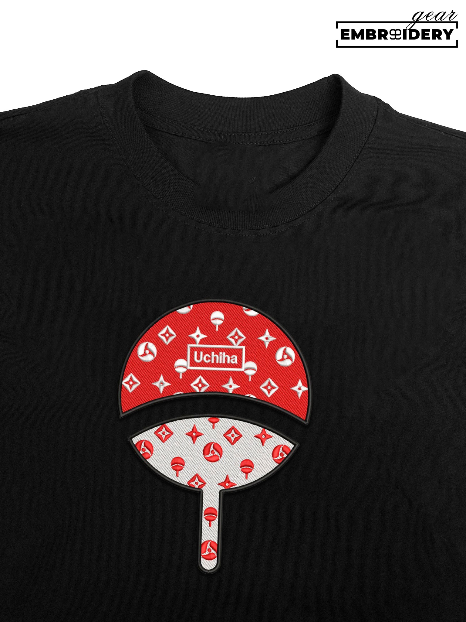 Uchiha crest lv Naruto Anime Embroidered Design Personalized Embroidered T Shirt Sweatshirt Hoodie Clothing NRT272 T Shirt, Sweatshirt, Hoodie Clothing