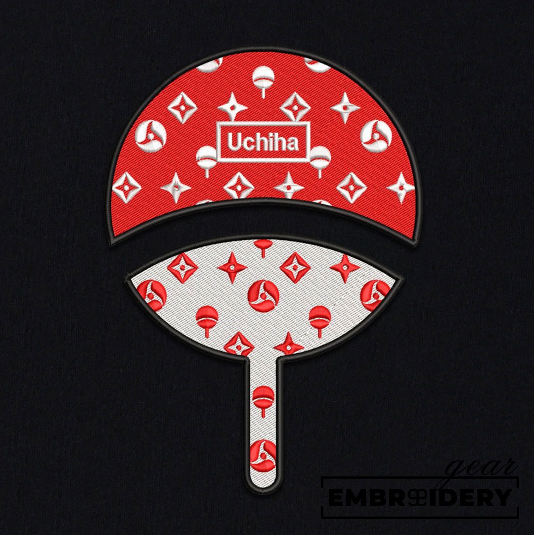 Uchiha crest lv Naruto Anime Embroidered Design Personalized Embroidered T Shirt Sweatshirt Hoodie Clothing NRT272 T Shirt, Sweatshirt, Hoodie Clothing