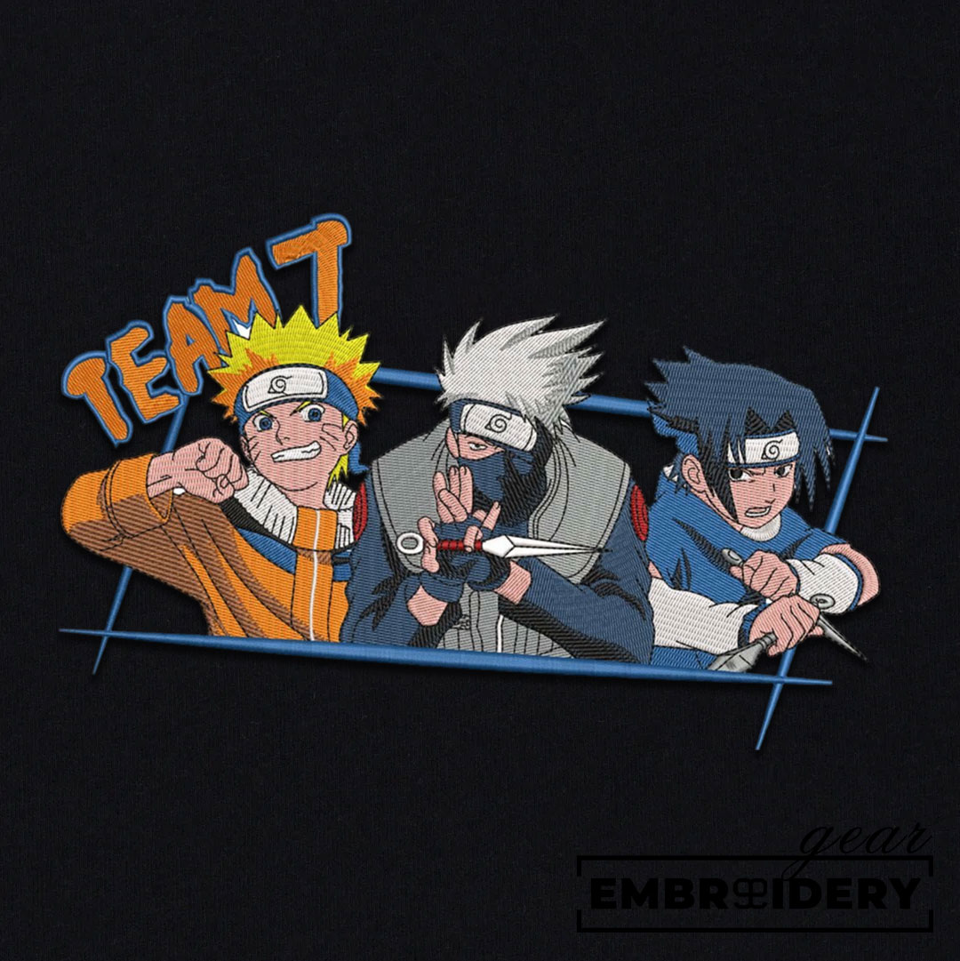Team7 Naruto Anime Embroidered Design Personalized Embroidered T Shirt Sweatshirt Hoodie Clothing NRT266