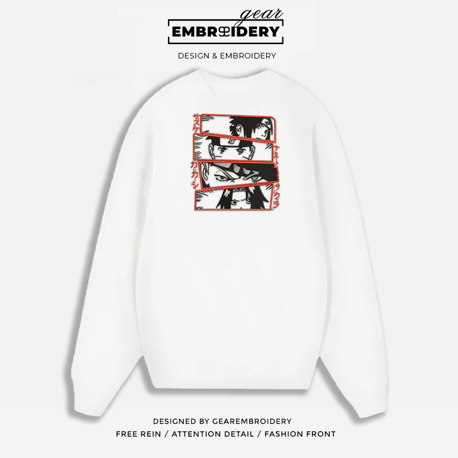 Team7 eyes Naruto Anime Embroidered Design Personalized Embroidered T Shirt Sweatshirt Hoodie Clothing NRT267