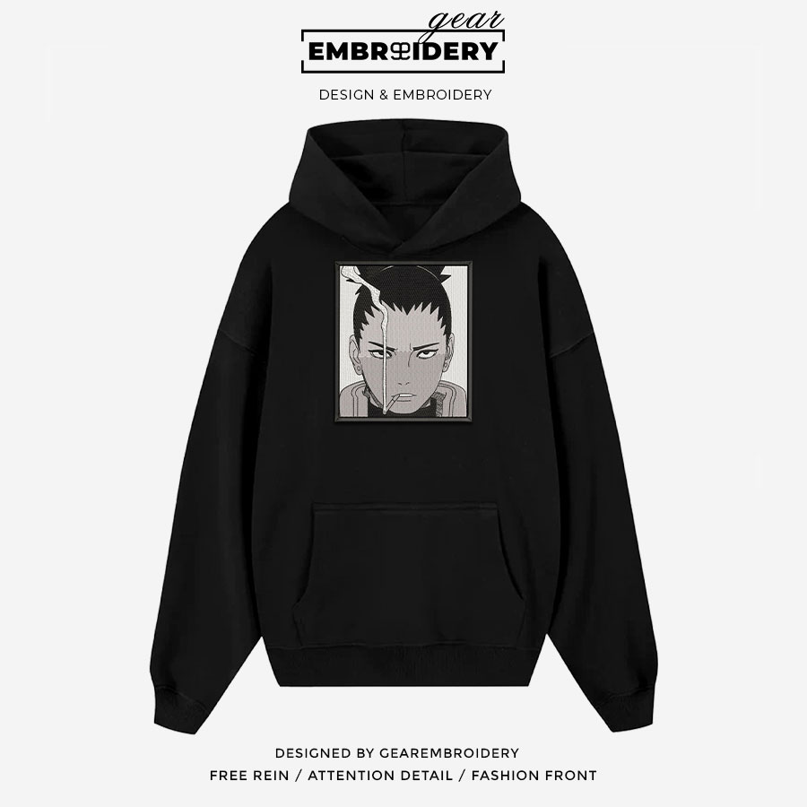 Shikamaru nara Naruto Anime Embroidered Design Personalized Embroidered T Shirt Sweatshirt Hoodie Clothing NRT260