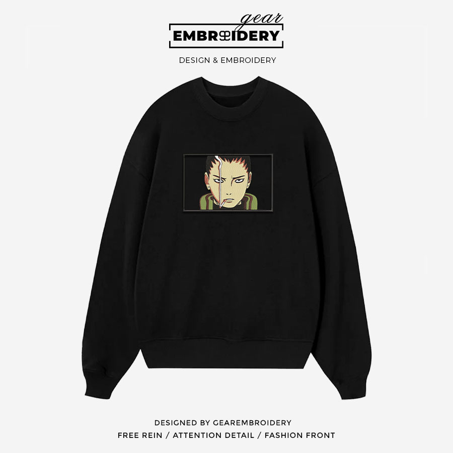 Shikamaru nara Naruto Anime Embroidered Design Personalized Embroidered T Shirt Sweatshirt Hoodie Clothing NRT259