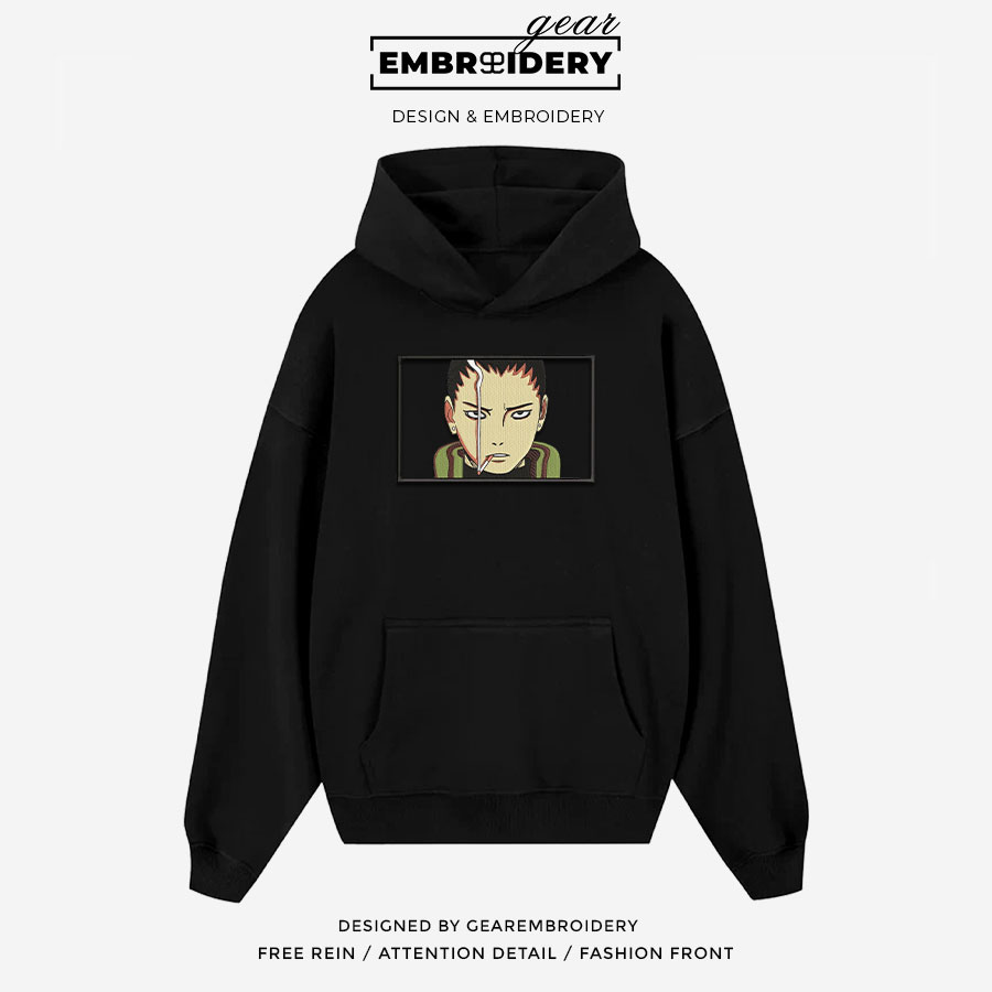 Shikamaru nara Naruto Anime Embroidered Design Personalized Embroidered T Shirt Sweatshirt Hoodie Clothing NRT259