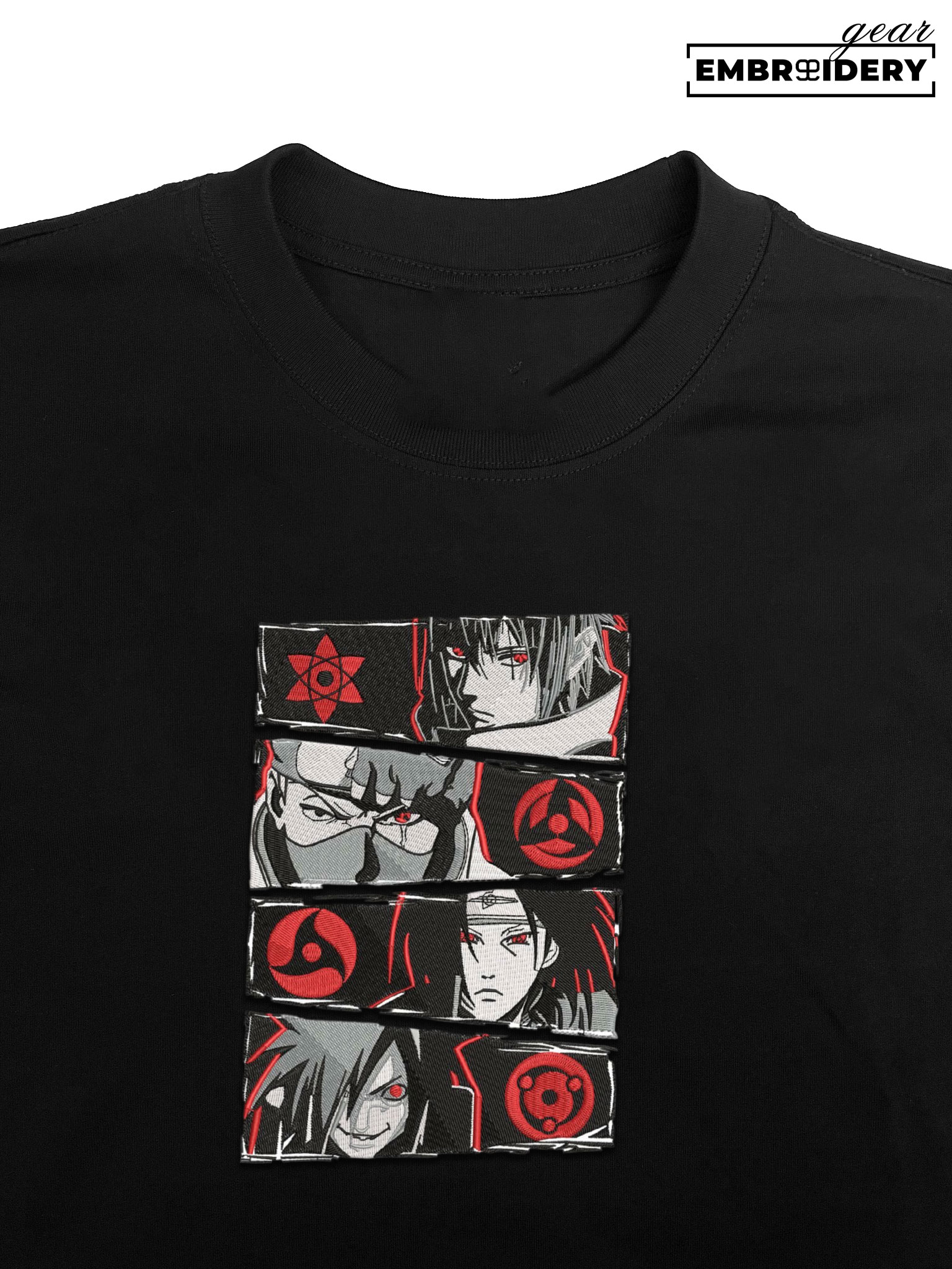 Sharingan users Naruto Anime Embroidered Design Personalized Embroidered T Shirt Sweatshirt Hoodie Clothing NRT256