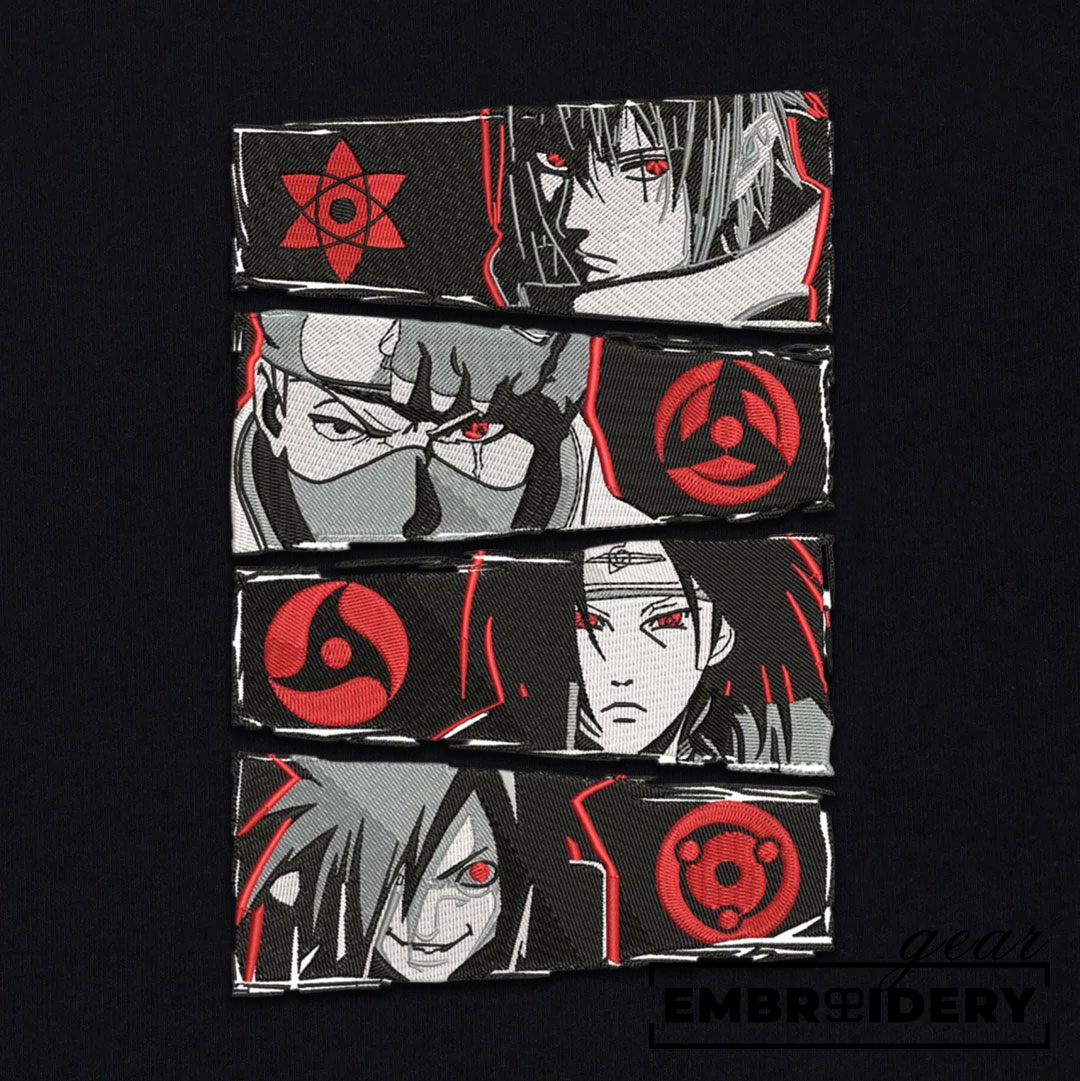 Sharingan users Naruto Anime Embroidered Design Personalized Embroidered T Shirt Sweatshirt Hoodie Clothing NRT256
