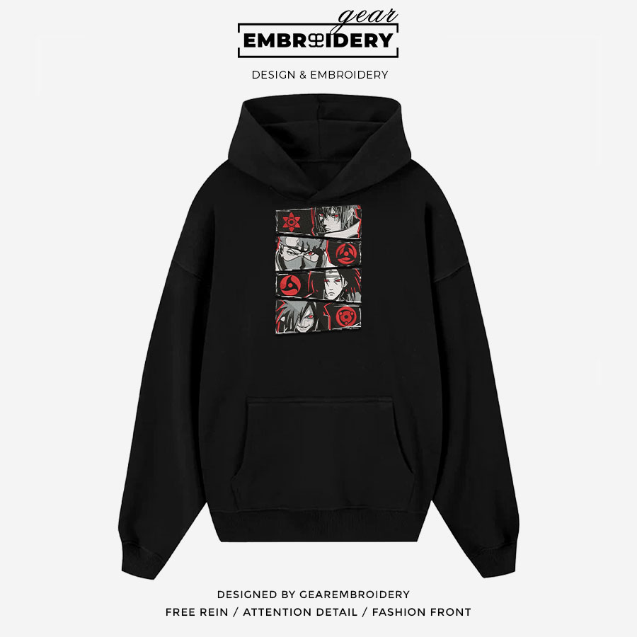 Sharingan users Naruto Anime Embroidered Design Personalized Embroidered T Shirt Sweatshirt Hoodie Clothing NRT256