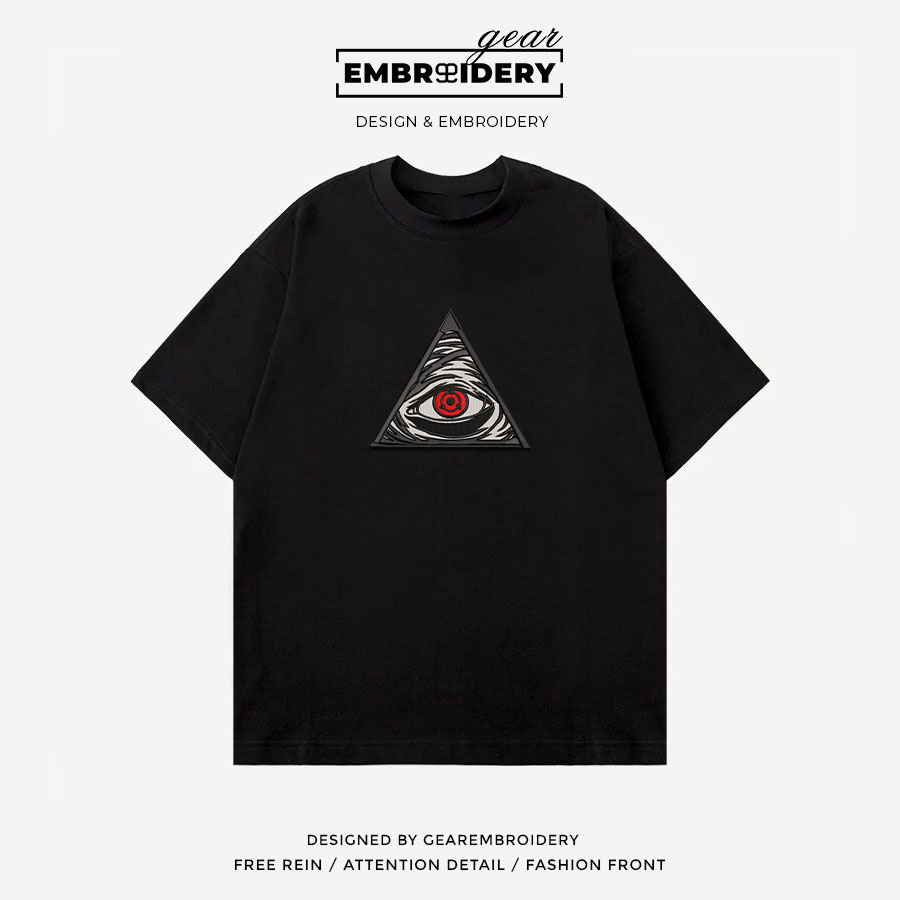 Sharingan triangle Naruto Anime Embroidered Design Personalized Embroidered T Shirt Sweatshirt Hoodie Clothing NRT255