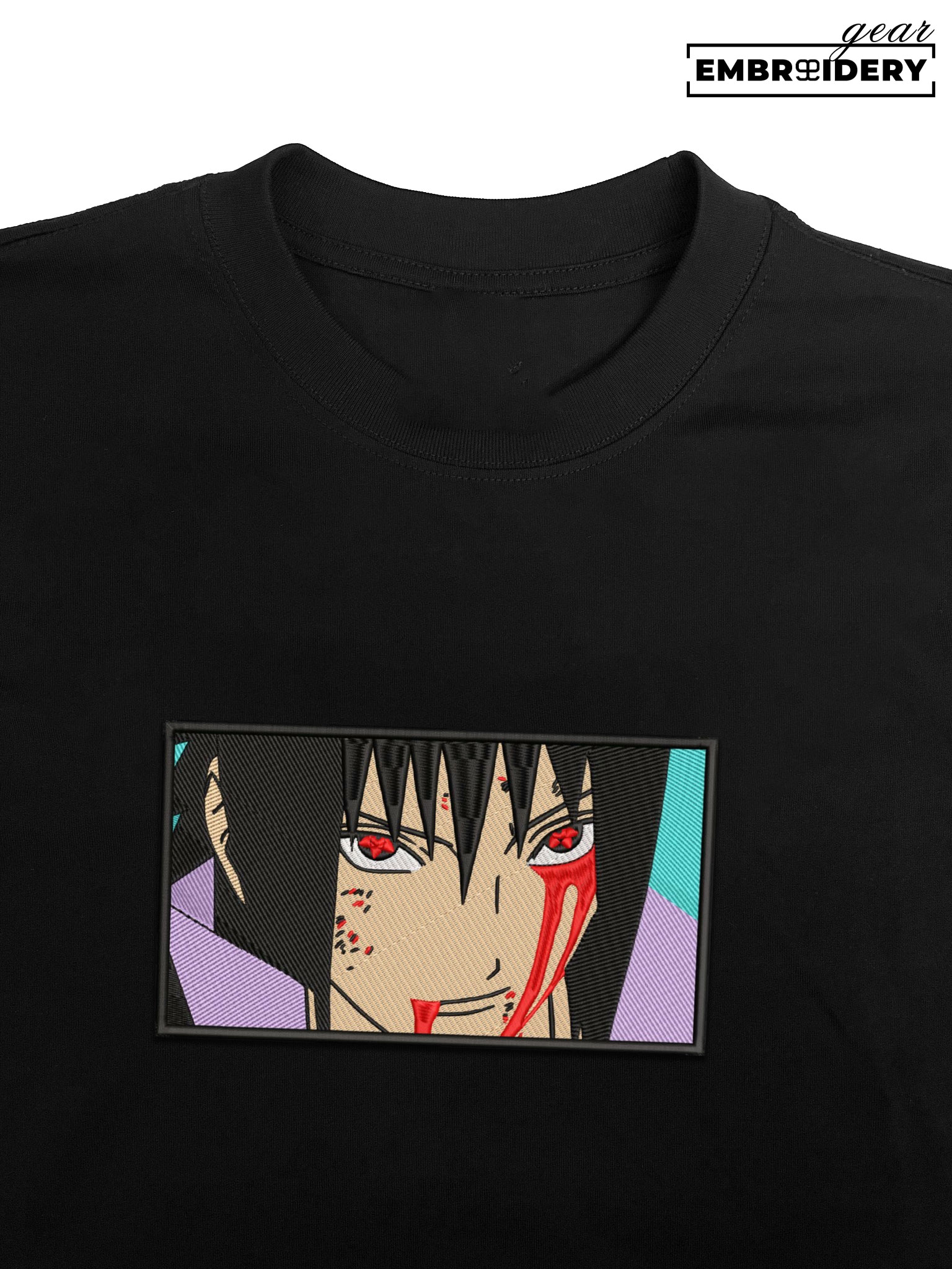 Sasuke uchiha Naruto Anime Embroidered Design Personalized Embroidered T Shirt Sweatshirt Hoodie Clothing NRT250