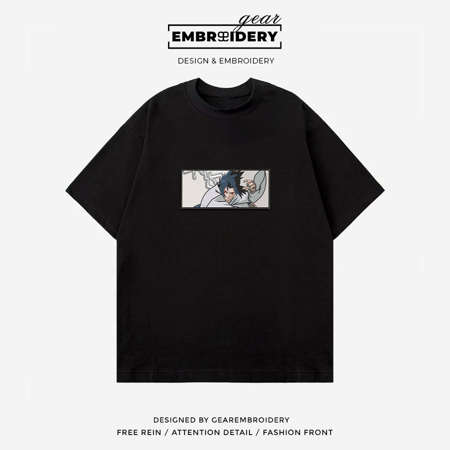 Sasuke uchiha Naruto Anime Embroidered Design Personalized Embroidered T Shirt Sweatshirt Hoodie Clothing NRT248