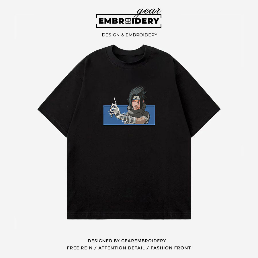 Sasuke uchiha Naruto Anime Embroidered Design Personalized Embroidered T Shirt Sweatshirt Hoodie Clothing NRT247